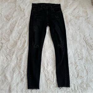 Citizens of Humanity CoH black rocket high rise skinny jeans slight distressing